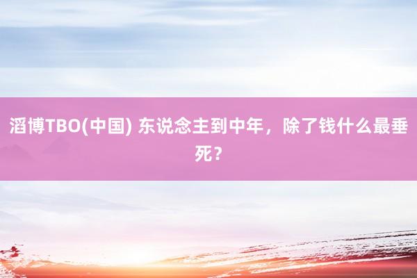 滔博TBO(中国) 东说念主到中年，除了钱什么最垂死？