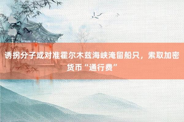诱拐分子或对准霍尔木兹海峡淹留船只，索取加密货币“通行费”