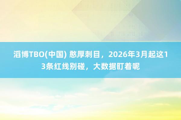 滔博TBO(中国) 憨厚刺目，2026年3月起这13条红线别碰，大数据盯着呢