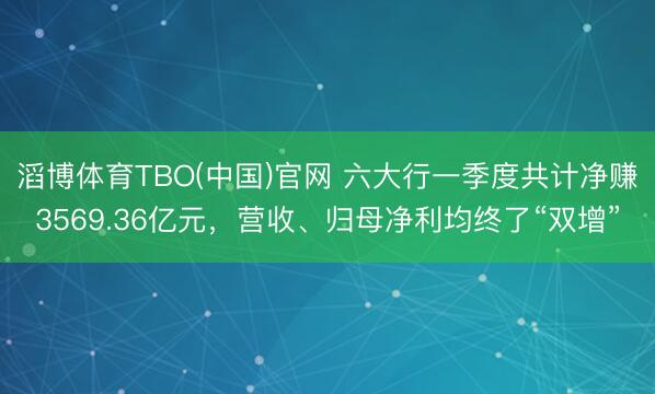 滔博体育TBO(中国)官网 六大行一季度共计净赚3569.36亿元，营收、归母净利均终了“双增”