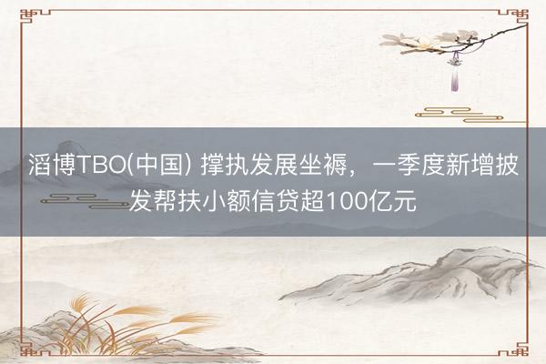 滔博TBO(中国) 撑执发展坐褥，一季度新增披发帮扶小额信贷超100亿元